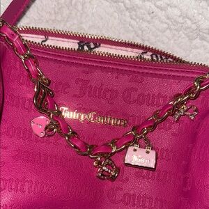 NWT Juicy Couture Pink Shoulder Bag With Lots Of Bag Charms